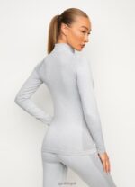 Gym King Seamless Results 1/4 Zip Funnel Ice Melange Women Clothing J2PFB451 - Image 2
