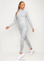 Gym King Seamless Results 1/4 Zip Funnel Ice Melange Women Clothing J2PFB451 - Image 5