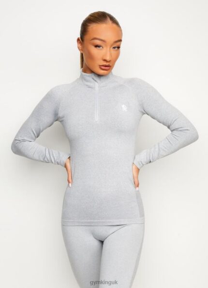 Gym King Seamless Results 1/4 Zip Funnel Ice Melange Women Clothing J2PFB451