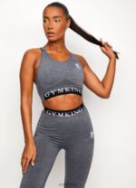 Gym King Seamless Results Cross Back Sports Bra Mid Grey Marl Women Clothing J2PFB556