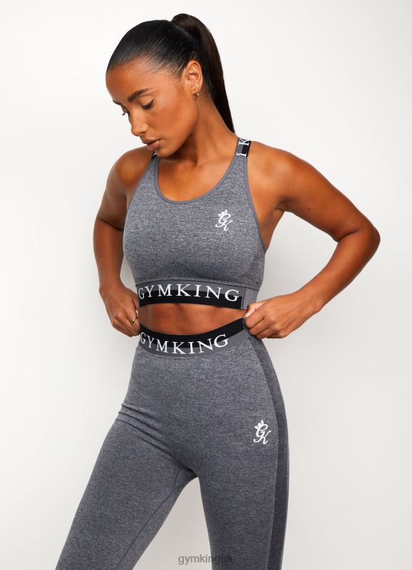 Gym King Seamless Results Cross Back Sports Bra Mid Grey Marl Women Clothing J2PFB556 - Image 3