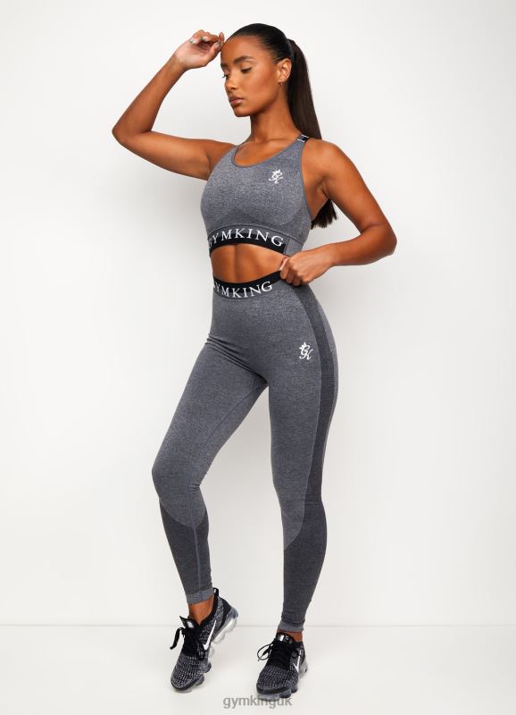 Gym King Seamless Results Cross Back Sports Bra Mid Grey Marl Women Clothing J2PFB556 - Image 4