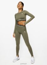 Gym King Seamless Results Long Sleeve Crop Khaki Women Clothing J2PFB479 - Image 5