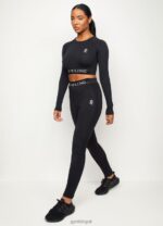 Gym King Seamless Results Long Sleeve Crop Tee Black Marl Women Clothing J2PFB474 - Image 3