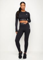 Gym King Seamless Results Long Sleeve Crop Tee Black Marl Women Clothing J2PFB474 - Image 4