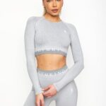 Gym King Seamless Results Long Sleeve Crop Tee Ice Melange Women Clothing J2PFB465