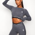 Gym King Seamless Results Long Sleeve Crop Tee Mid Grey Marl Women Clothing J2PFB555