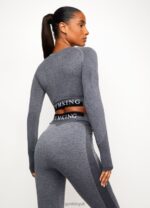 Gym King Seamless Results Long Sleeve Crop Tee Mid Grey Marl Women Clothing J2PFB555 - Image 3