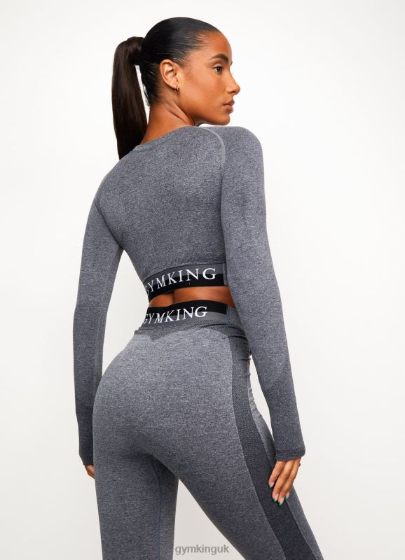 Gym King Seamless Results Long Sleeve Crop Tee Mid Grey Marl Women Clothing J2PFB555 - Image 3