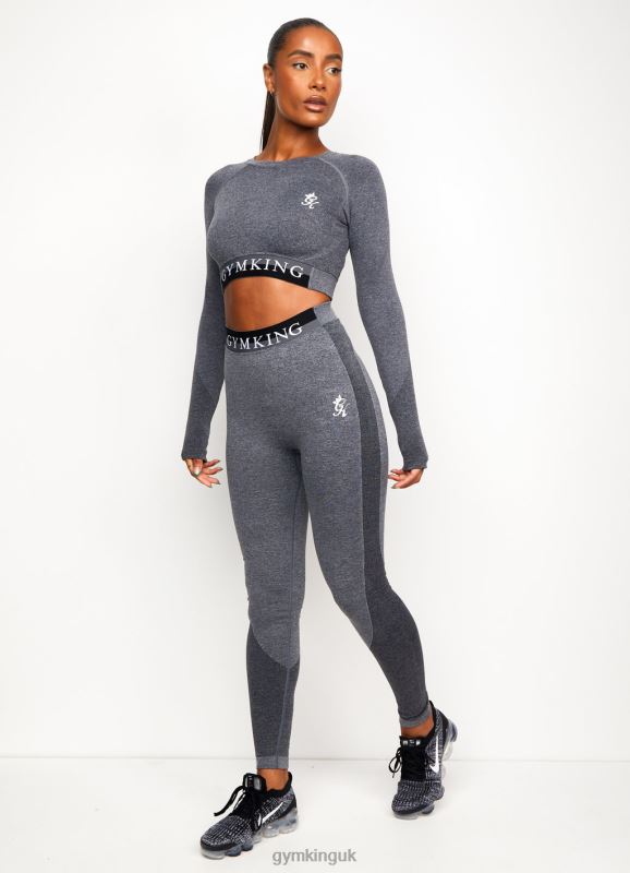 Gym King Seamless Results Long Sleeve Crop Tee Mid Grey Marl Women Clothing J2PFB555 - Image 4