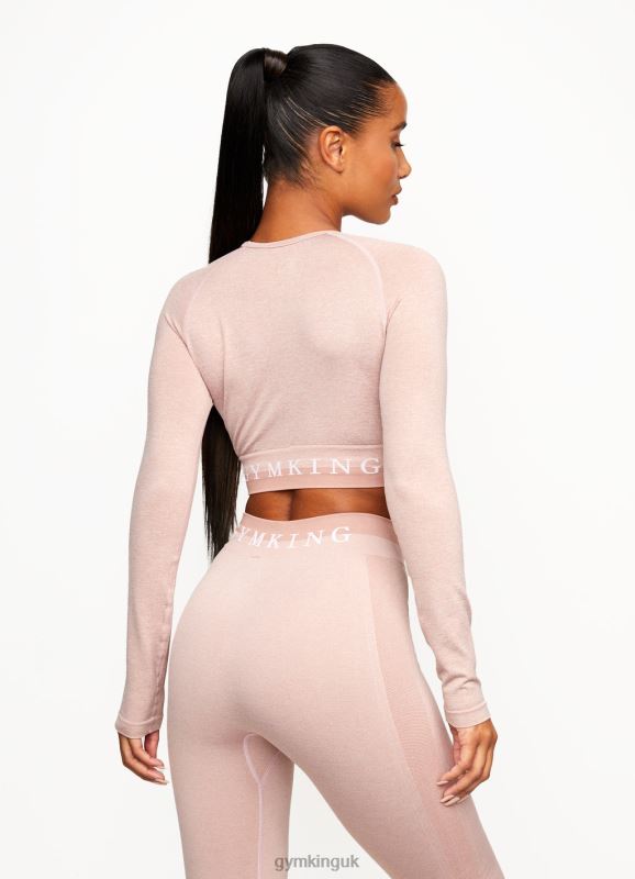 Gym King Seamless Results Long Sleeve Crop Tee Pink Meringue Women Clothing J2PFB492 - Image 2