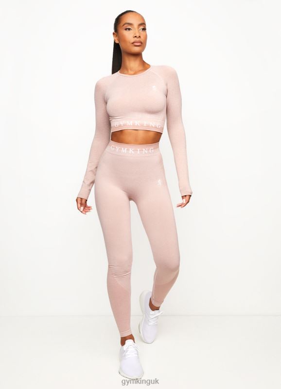 Gym King Seamless Results Long Sleeve Crop Tee Pink Meringue Women Clothing J2PFB492 - Image 5