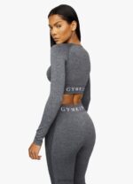 Gym King Seamless Results Ls Crop Smoke Grey Marl Women Clothing J2PFB446 - Image 2