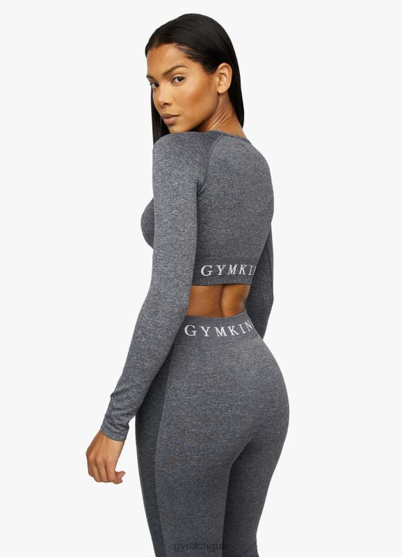 Gym King Seamless Results Ls Crop Smoke Grey Marl Women Clothing J2PFB446 - Image 2