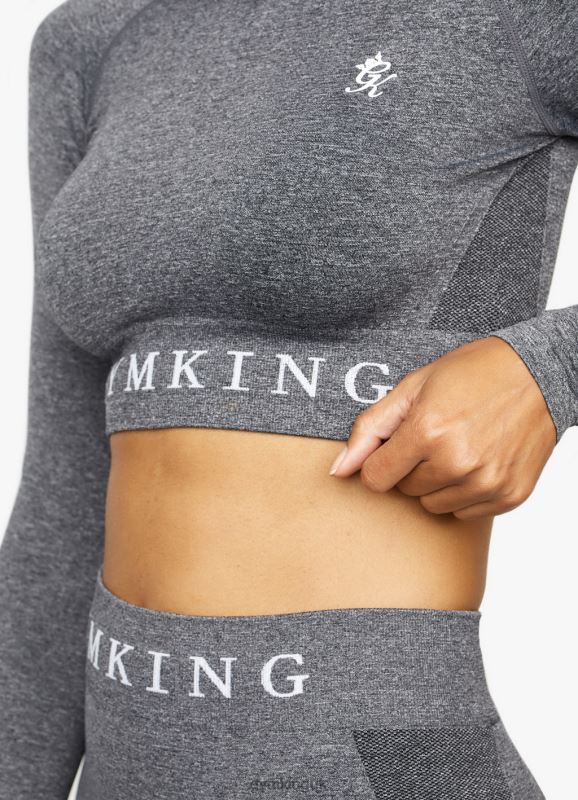 Gym King Seamless Results Ls Crop Smoke Grey Marl Women Clothing J2PFB446 - Image 3