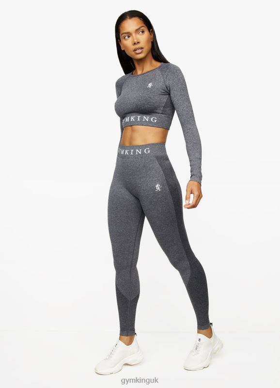 Gym King Seamless Results Ls Crop Smoke Grey Marl Women Clothing J2PFB446 - Image 4