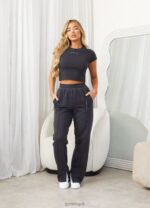 Gym King Shadow Rib Tee Dark Pewter Women Clothing J2PFB415 - Image 4