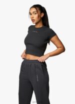 Gym King Shadow Rib Tee Dark Pewter Women Clothing J2PFB415 - Image 10