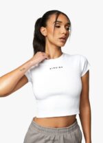 Gym King Shadow Rib Tee White Women Clothing J2PFB414 - Image 3