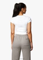 Gym King Shadow Rib Tee White Women Clothing J2PFB414 - Image 5