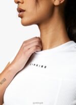 Gym King Shadow Rib Tee White Women Clothing J2PFB414 - Image 6