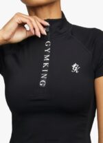 Gym King Short Sleeve Taped Crop Funnel Black Women Clothing J2PFB460 - Image 3