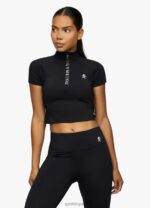 Gym King Short Sleeve Taped Crop Funnel Black Women Clothing J2PFB460 - Image 4