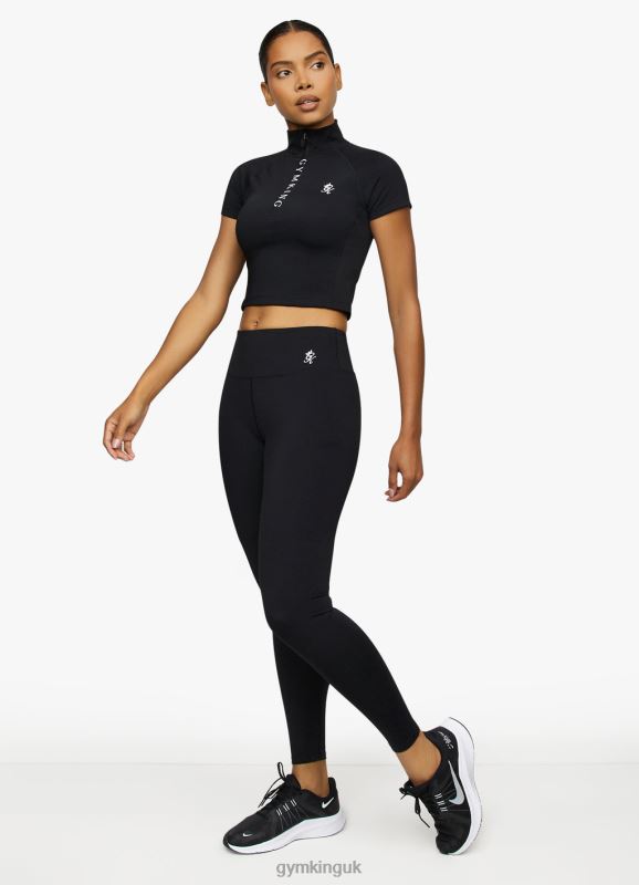 Gym King Short Sleeve Taped Crop Funnel Black Women Clothing J2PFB460 - Image 5