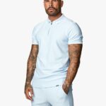 Gym King Signature Embroidered Polo Tranquil Blue Men Clothing J2PFB156