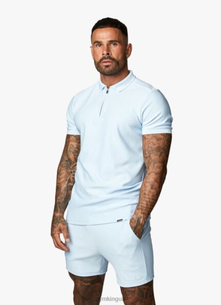 Gym King Signature Embroidered Polo Tranquil Blue Men Clothing J2PFB156
