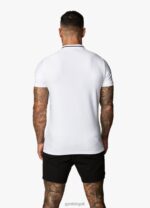 Gym King Signature Embroidered Polo White Men Clothing J2PFB80 - Image 2