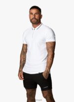 Gym King Signature Embroidered Polo White Men Clothing J2PFB80