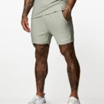 Gym King Signature Embroidered Short Soft Khaki Men Clothing J2PFB116