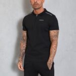 Gym King Signature Knit Polo Black Men Clothing J2PFB70