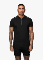 Gym King Signature Knit Polo Black Men Clothing J2PFB70 - Image 3
