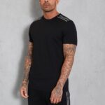Gym King Signature Taped Tee Black Men Clothing J2PFB69