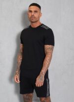 Gym King Signature Taped Tee Black Men Clothing J2PFB69