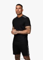 Gym King Signature Taped Tee Black Men Clothing J2PFB69 - Image 3