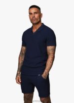 Gym King Signature Texture Polo Navy Men Clothing J2PFB67 - Image 2