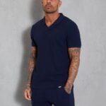 Gym King Signature Texture Polo Navy Men Clothing J2PFB67