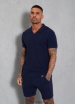 Gym King Signature Texture Polo Navy Men Clothing J2PFB67