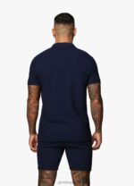 Gym King Signature Texture Polo Navy Men Clothing J2PFB67 - Image 5