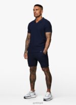 Gym King Signature Texture Polo Navy Men Clothing J2PFB67 - Image 8