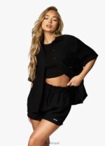 Gym King Signature Woven Shirt Black Women Clothing J2PFB391 - Image 7