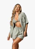 Gym King Signature Woven Shirt Dusky Sage Women Clothing J2PFB419 - Image 3