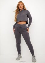 Gym King Sky Script Cropped Hoodie Steel Women Clothing J2PFB623 - Image 7