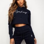 Gym King Sky Script Hood Navy/White Women Clothing J2PFB627