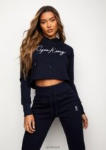 Gym King Sky Script Hood Navy/White Women Clothing J2PFB627