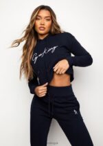 Gym King Sky Script Hood Navy/White Women Clothing J2PFB627 - Image 4
