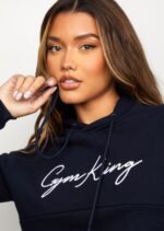 Gym King Sky Script Hood Navy/White Women Clothing J2PFB627 - Image 5